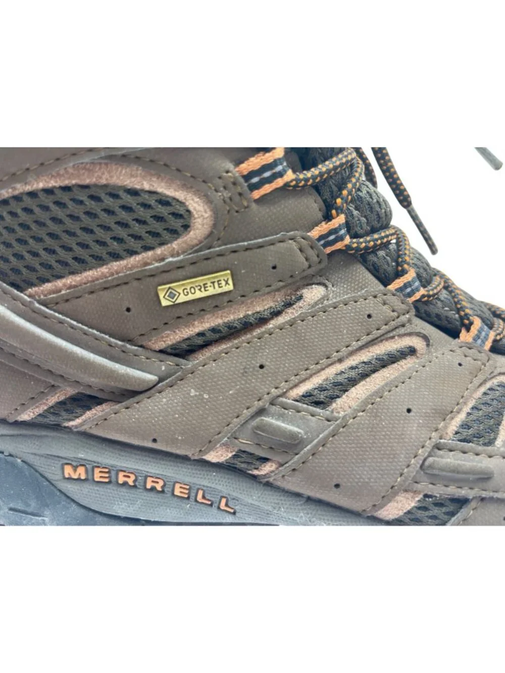 Merrell Mens Gore-Tex Hiking Boots Brown 11.5 US Vibram Sole Durable Outdoor Gea